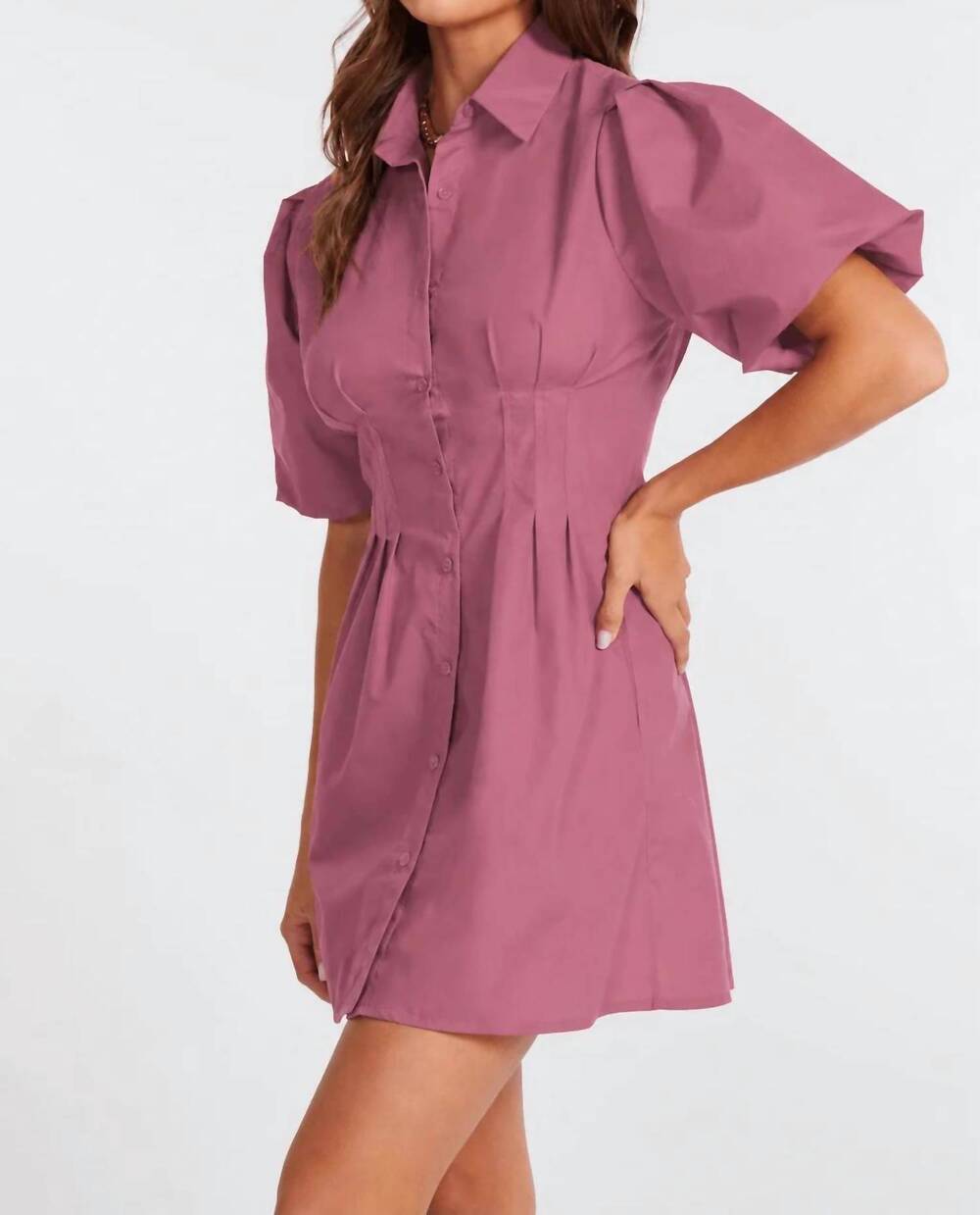 NEW BISHOP + YOUNG jacqueline bubble sleeve dress in petal